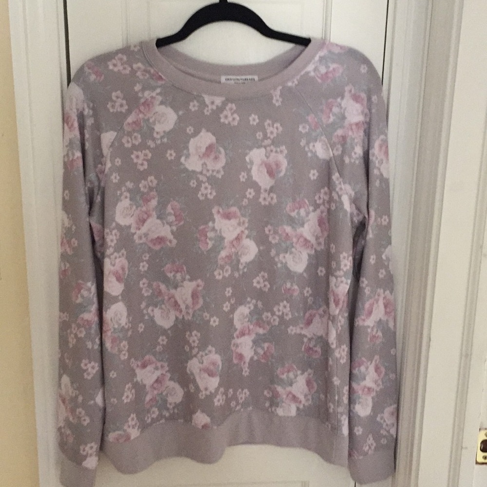 NWT Grayson threads gray floral sweatshirt size L